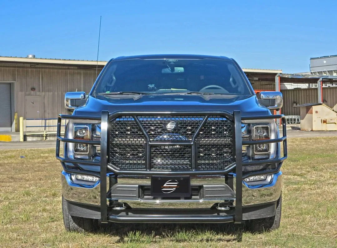 50-1420C – STEELCRAFT Grille Guard, 1-Piece Black Steel With Brush Guard Without Skid Plate Without Step Plate With P...